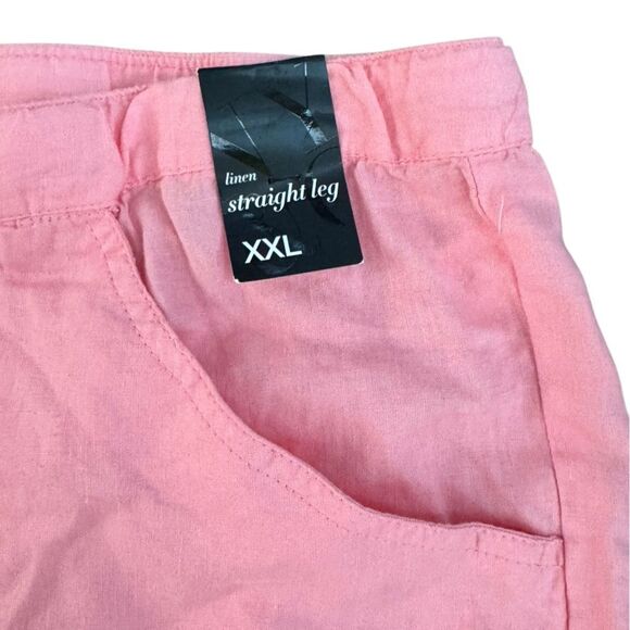 NWT New York & Company Women's Pink Linen Blend Straight Leg Pants Size XXL - Picture 3 of 8